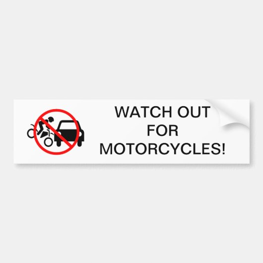 Kijk uit voor motorfietsen bumpersticker (Voorkant)