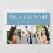 Kijk uit Wereld Multi Foto Denim Blauwe Afstuderen Aankondiging (Voorkant)