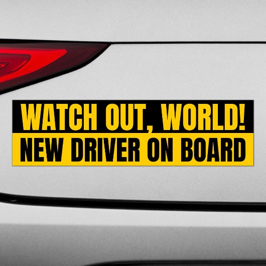 Kijk uit World New Driver aan boord Grappig Bumpersticker