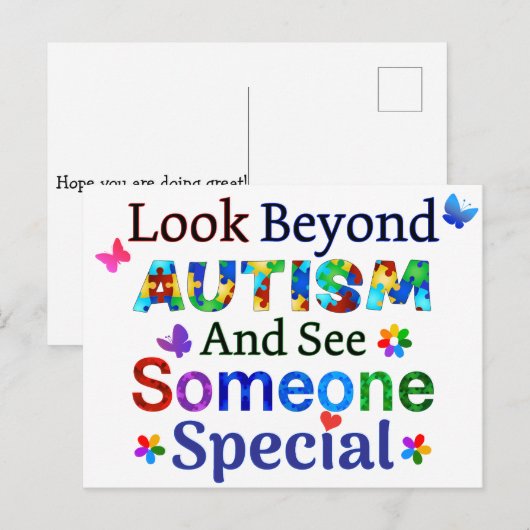 Kijk verder dan AUTISME Briefkaart (Voorkant / Achterkant)