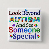 Kijk verder dan AUTISME Vierkante Button 5,1 Cm (Voorkant)