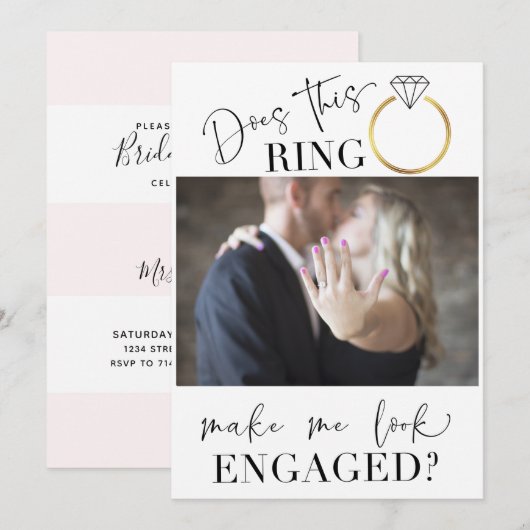 Kijk verloofde foto Blush wit Vrijgezellenfeest Kaart (Voorkant / Achterkant)