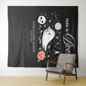 Kijk-vooruit spook Halloween baby shower achtergro Wandkleed (In Situ (horizontaal))