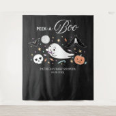 Kijk-vooruit spook Halloween baby shower achtergro Wandkleed (Voorkant)