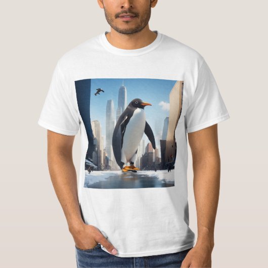 Kijk waar je gaat pinguïn t-shirt (Voorkant)