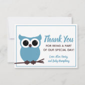 Kijk wat er bijna verschuldigd is! Blue Owl Bedank Bedankkaart (Voorkant)