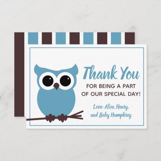 Kijk wat er bijna verschuldigd is! Blue Owl Bedank Bedankkaart (Voorkant / Achterkant)