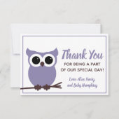 Kijk wat er bijna verschuldigd is! Paarse boomgaar Bedankkaart (Voorkant)