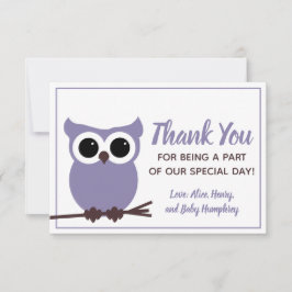 Kijk wat er bijna verschuldigd is! Paarse boomgaar Bedankkaart
