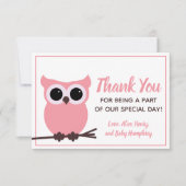 Kijk wat er bijna verschuldigd is! Roze boomkorren Bedankkaart (Voorkant)