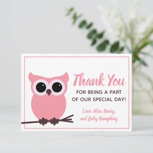 Kijk wat er bijna verschuldigd is! Roze boomkorren Bedankkaart (Staand voorkant)