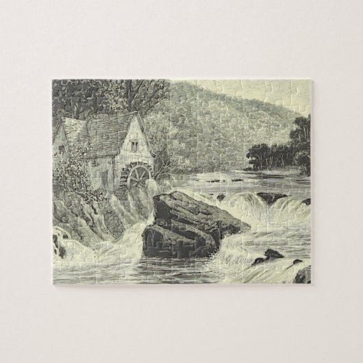  Kijk waterwiel, waterval Scene Puzzle Legpuzzel (Horizontaal)