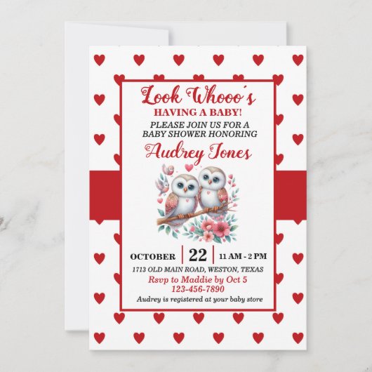 Kijk, Whooo heeft een Baby Kaart (Voorkant)