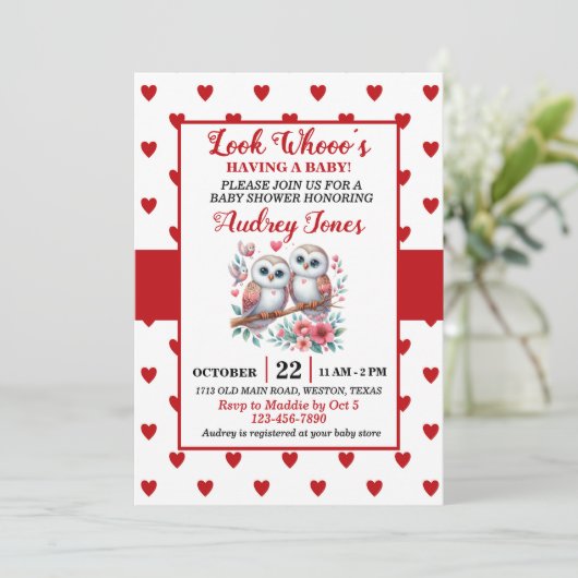 Kijk, Whooo heeft een Baby Kaart (Staand voorkant)