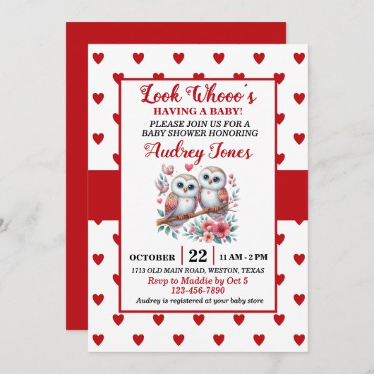 Kijk, Whooo heeft een Baby Kaart (Voorkant / Achterkant)