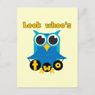 Kijk Whoo's 2 Verjaardag Tshirts en Gifts Briefkaart