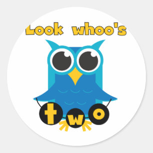 Kijk Whoo's 2 Verjaardag Tshirts en Gifts Ronde Sticker