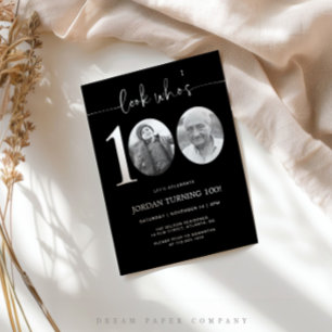 Kijk wie 100 is Foto 100e verjaardagsuitnodiging Kaart