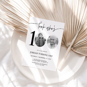 Kijk wie 100 is Foto 100e verjaardagsuitnodiging Kaart