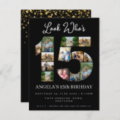 kijk wie 15 is Foto collage quinceanera uitnodigin Uitnodiging Briefkaart (Voorkant / Achterkant)