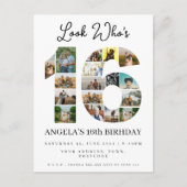 kijk wie 16 is Foto Collage uitnodiging tiener (Voorkant)