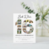 kijk wie 16 is Foto Collage uitnodiging tiener (Staand voorkant)