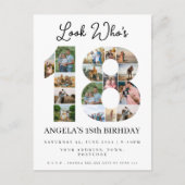 kijk wie 18 is Aanpasbare fotocollage bord Uitnodiging Briefkaart (Voorkant)