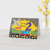 Kijk wie 2 verjaardagstrein Kaarten (Gele Bloem)