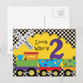 Kijk wie 2 verjaardagstrein Kaarten (Voorkant / Achterkant)