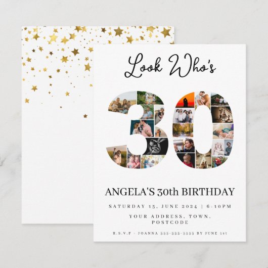 kijk wie 30 is verjaardagsfoto montage  kaart (Voorkant / Achterkant)