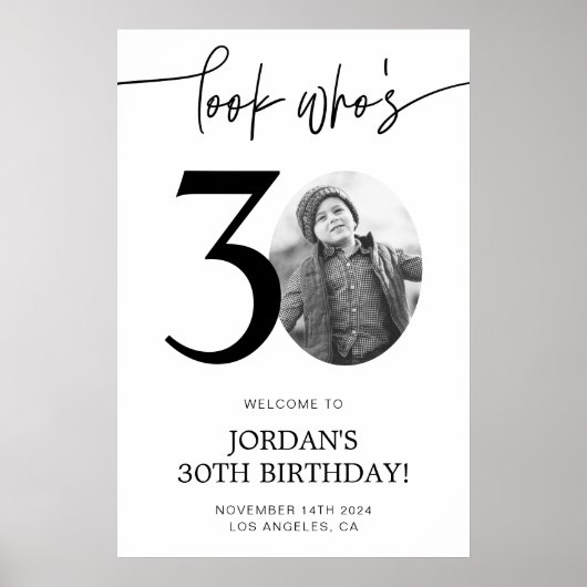 Kijk wie 30 is welkomstbord poster (Voorkant)