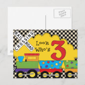 Kijk wie 3 verjaardagstrein Kaarten (Voorkant / Achterkant)