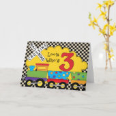 Kijk wie 3 verjaardagstrein Kaarten (Gele Bloem)