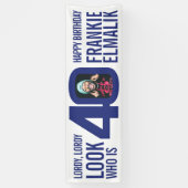 Kijk wie 40 40e verjaardagsfeestje foto blauw wit spandoek (Verticaal)