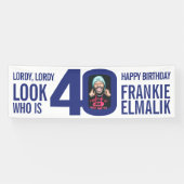 Kijk wie 40 40e verjaardagsfeestje foto blauw wit spandoek (Horizontaal)