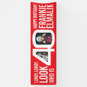 Kijk wie 40 40ste verjaardagsfeestje foto rood wit spandoek (Verticaal)