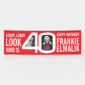 Kijk wie 40 40ste verjaardagsfeestje foto rood wit spandoek (Horizontaal)