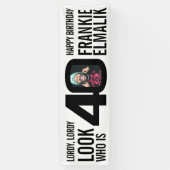 Kijk wie 40 40ste verjaardagsfeestje foto zwart wi spandoek (Verticaal)