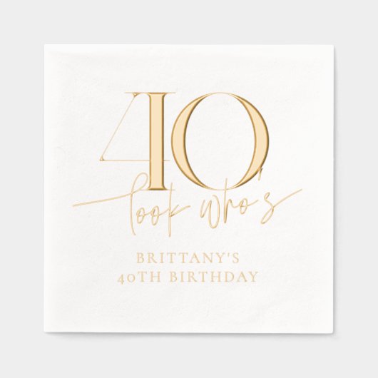 Kijk wie 40 grappige eenvoudige 40e verjaardag is folie servetten (Voorkant)