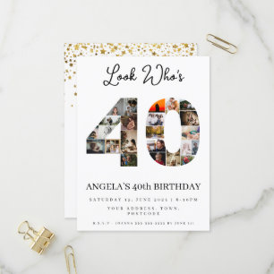 kijk wie 40 is gefeliciteerd verjaardag Foto Colla Uitnodiging Briefkaart