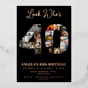 kijk wie 40 jaar oud geworden is Foto montage Folie Uitnodiging