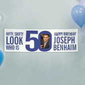 Kijk wie 50 50ste verjaardagsfeestje foto blauw wi spandoek