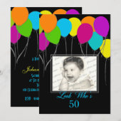 Kijk wie 50 feestballonnen verjaardagsfoto kaart (Voorkant / Achterkant)