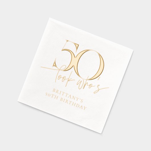 Kijk wie 50 grappige eenvoudige 50e verjaardag is folie servetten (Links)