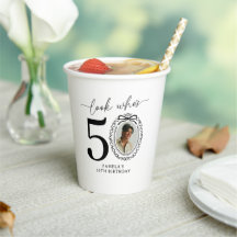 Kijk wie 50 is! Foto 50ste verjaardag papieren bek