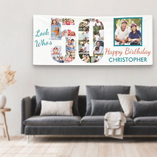 Kijk wie 50 is Foto Collage 50ste verjaardagsfeest Spandoek