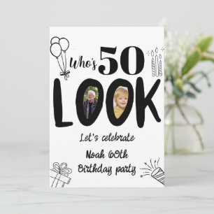 Kijk wie 50 is Uitnodiging! Moderne foto 50ste ver Kaart