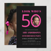 Kijk Wie 50 Is Zwarte Roze Kinderfoto 50e Verjaard