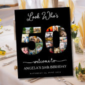 Kijk wie 50 jaar oud is verjaardag foto collage poster