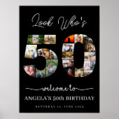 Kijk wie 50 jaar oud is verjaardag foto collage poster (Voorkant)